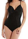 One Solid Swimsuit, Miraclesuit Love Piece BLACK Knot US Rock 10