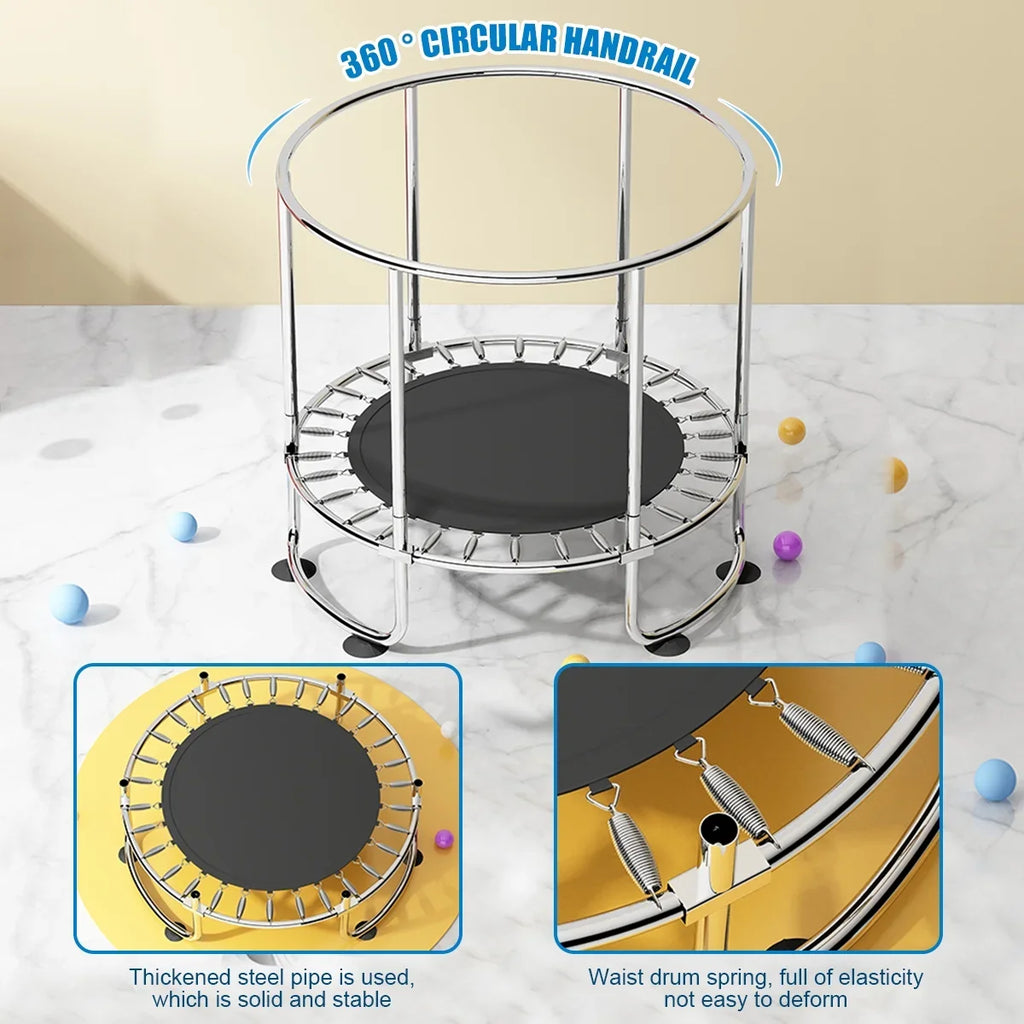 55''Mini Trampoline Load Enclosure for Basketball Fisca Toddler Net Indoor Hoop, Trampoline, 555lbs Trampoline Rings, and Kids, with