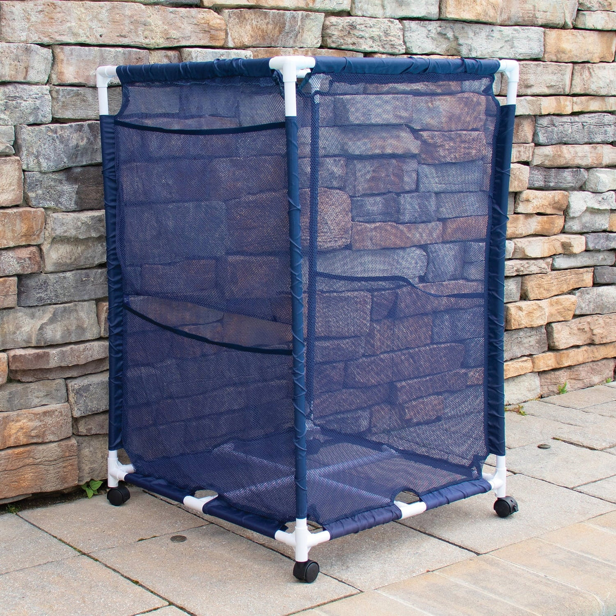 Pool X Storage Rolling x PBFT-1513 Organizer Bin, 25.4" Equipment (25.4" design PB-M200, 40" L Mesh H) - Medium, Pool W Pool Bins Blue,