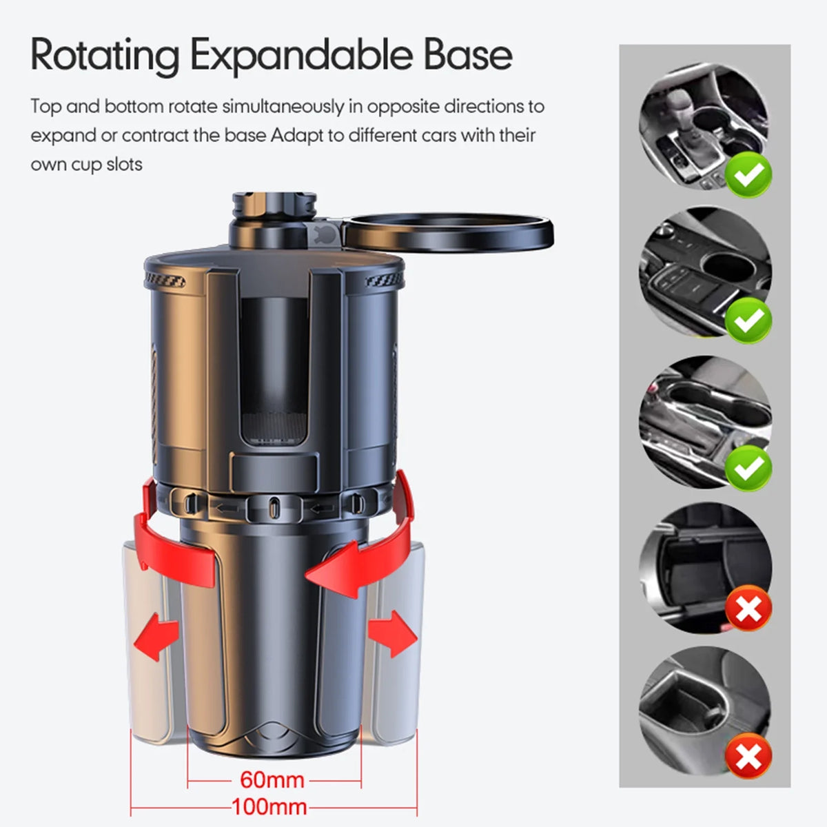 Holder Cup Dual Phone Anself Snack Tray 4IN1 Tray Car Expander with Drink Holder Adjustable