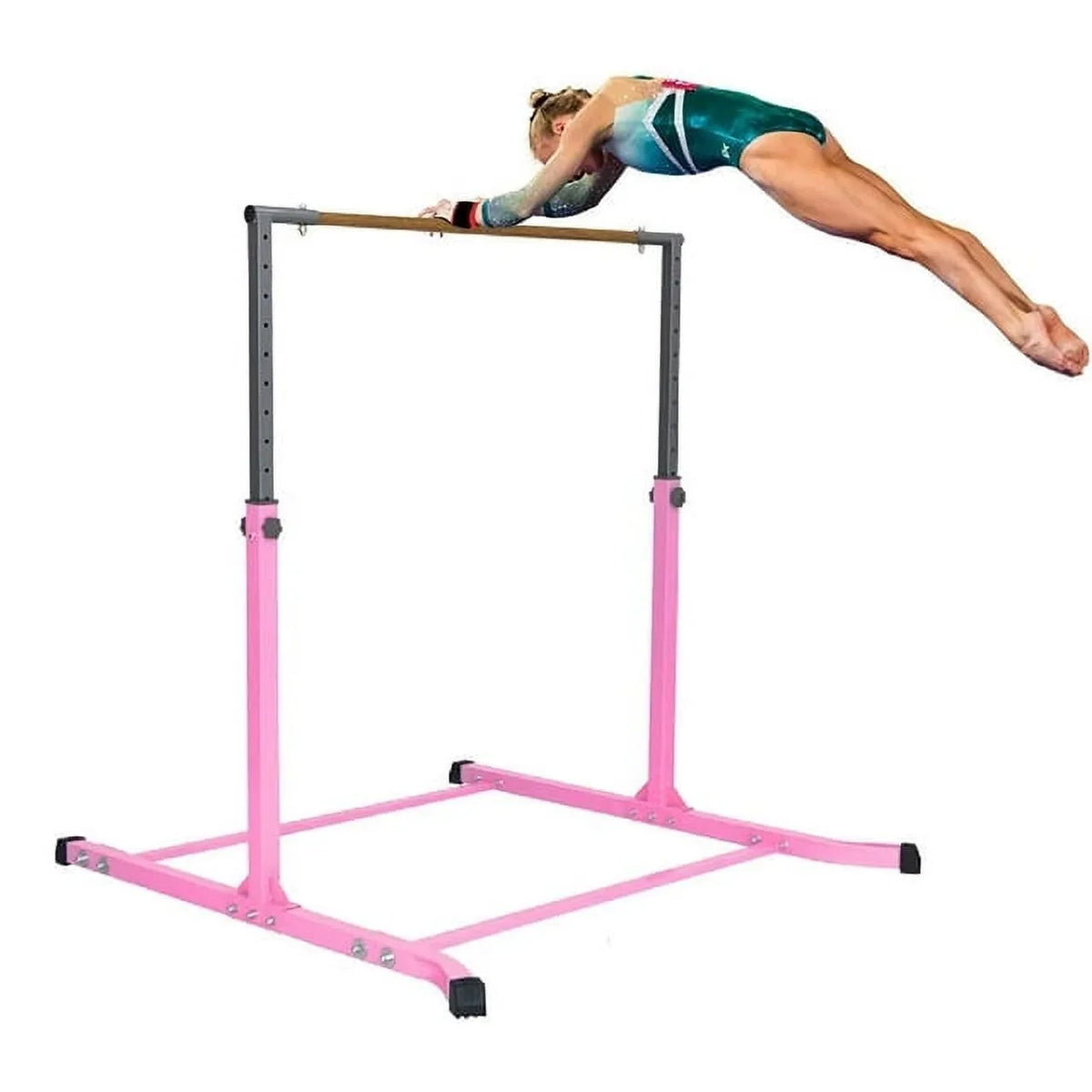 5-Star Heavy-Duty, Kids Gym Equipment 3-5FT, Training, TD Legs, Curved Adjustable Bar, Kip Pink Junior Home Gymnastic
