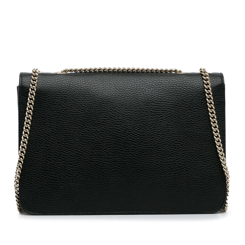 Unisex Authenticated Crossbody Bag Medium Dollar Leather Black Calf G Pre-Owned Interlocking (Good)