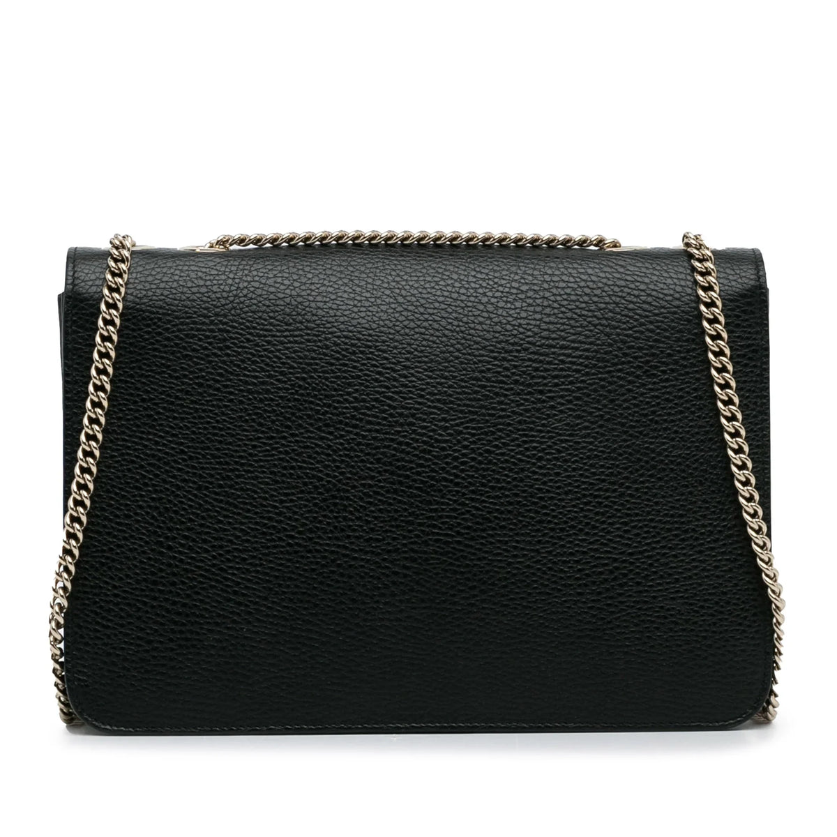 Unisex Authenticated Crossbody Bag Medium Dollar Leather Black Calf G Pre-Owned Interlocking (Good)