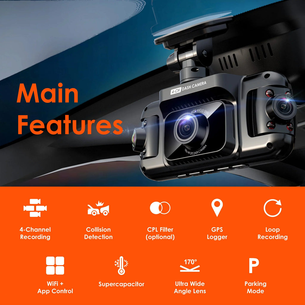 GPS Resolution, and R4 Channel 1080p Rexing Around 4 Dash Cam All Wi-Fi, W/