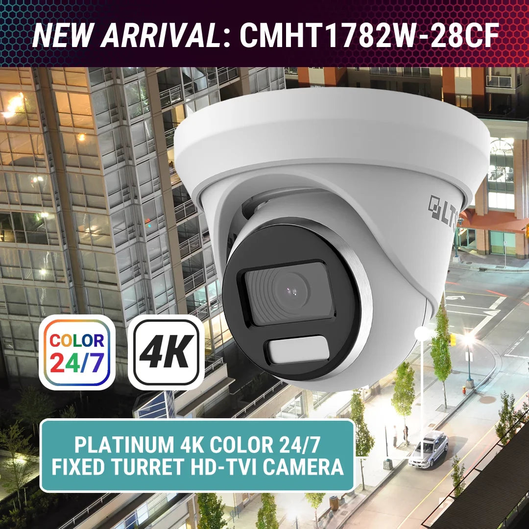 Full 247 LTS HD-TVI LTCMHT1782W-28CF 2.8mm Camera Color LED Turret 8MP/4K 131ft WDR CMHT1782W-28CF
