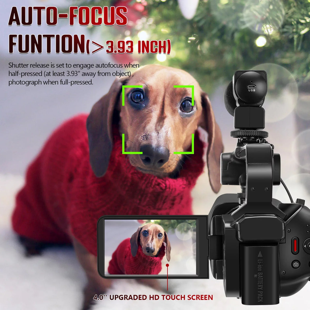 64MP with Focus Screen Zoom Digital Auto Touch 60FPS,HD Video Camera Card, Control MARVUE Remote 18X Charger, 4.0" Vlogging SD Stabilizer, 64G Camcorder 4K Handhold Microphone, Camera