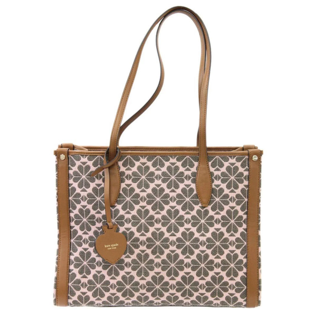 bag spade women's tote shoulder Pre-Owned collection flower leather KS pink brown jacquard (Good) x Kate Spade