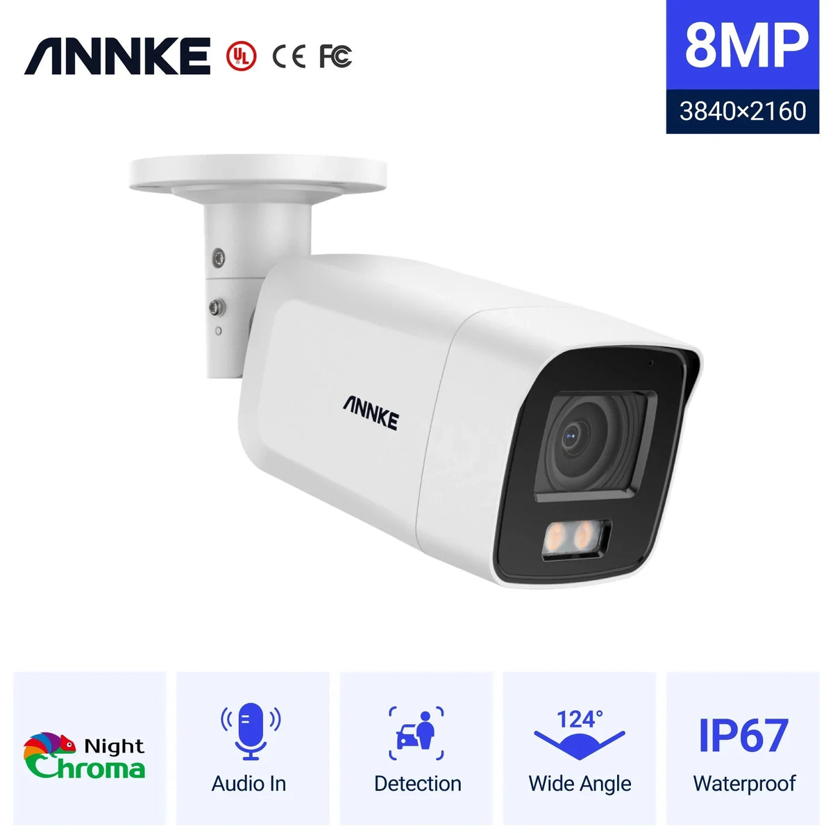 Light Supplement 4K True HD IP Poe Vehicle Color Detection Full Camera Vision with Night Security Human Ultra ANNKE