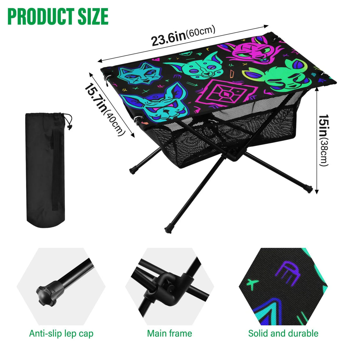 Table Travel Beach Table exterior Table Fishing Lions Camping Magic Devils Picnic with for Compact Portable BBQ Bag Storage Folding
