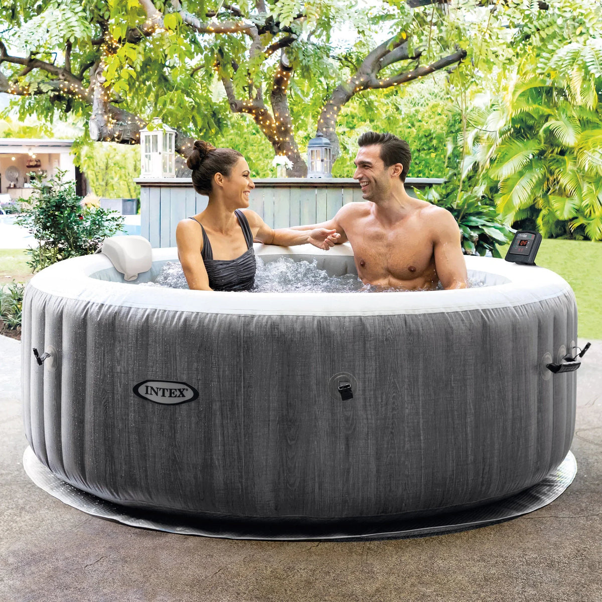 Hot Intex Accessory Tub Plus Benches Spa w/ Greywood PureSpa Inflatable Jet