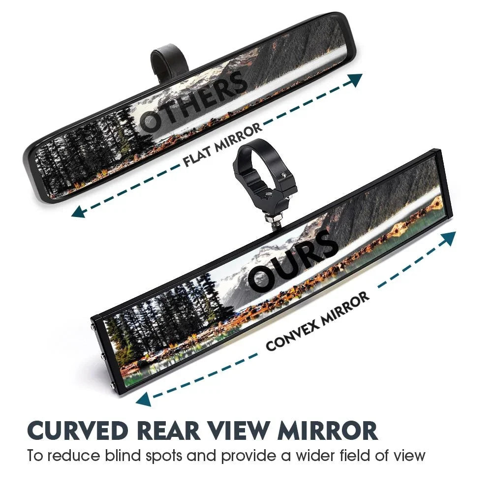 & Rollbars for LED UTV Integrated 1.75"-2" Rear View 13" Mirror Lights Xprite Curved Switch w/