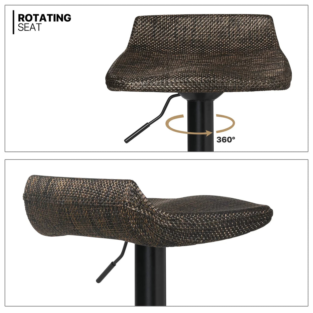 with Footrest Set Height 2 Adjustable of Stools Swivel, Kitchen Indoor MoNiBloom for Room Brown Metal Bar exterior, Dining Counter