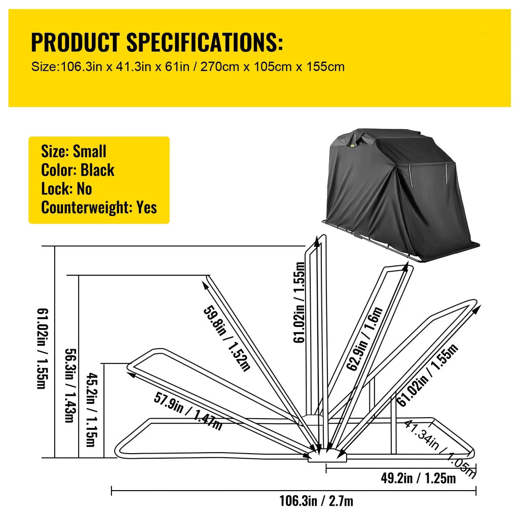 Cover Duty Season BENTISM Proof to Waterproof Motorcycle Heavy Lock-Holes Durable and Storage with All Protection,600D Garage exterior 106" Tear & Storage Bag,Fits Sheds up Oxford