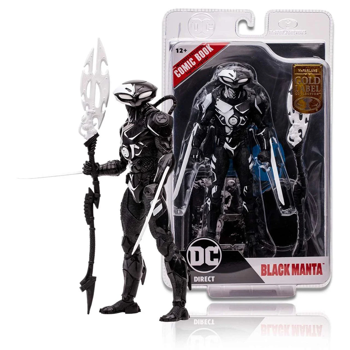 Action Comic Label Manta Figure Direct DC Collection McFarlane Gold Black (Line Art) with Book