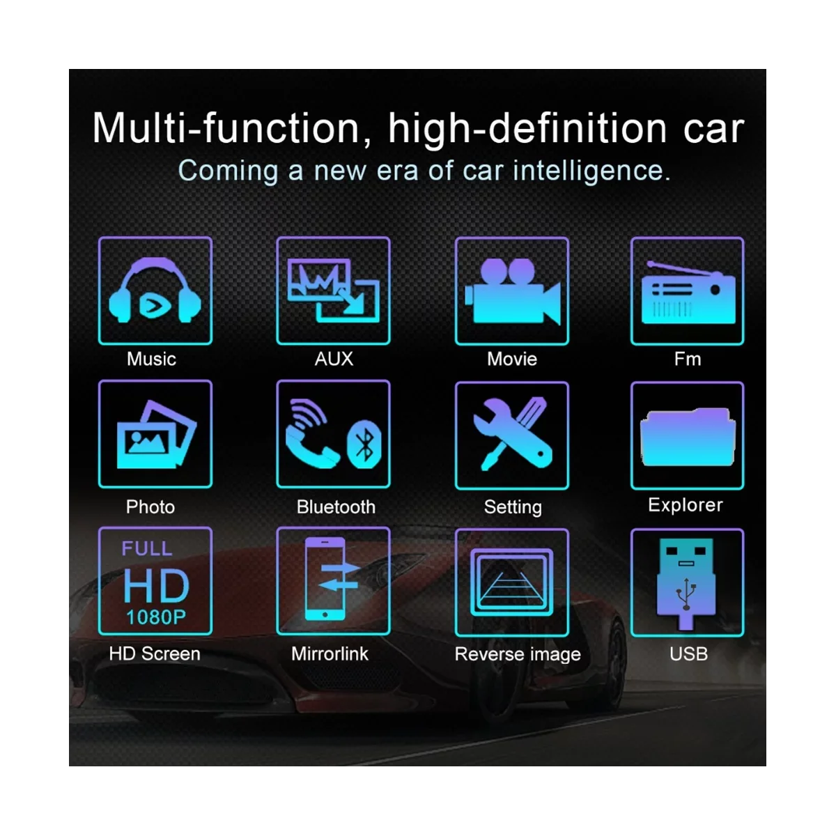 Receiver with USB FM Audio Din with Double Radio Backup Mirror Stereo Bluetooth Camera Screen and 7 Car Touch Radio Inch Car Control Remote Link