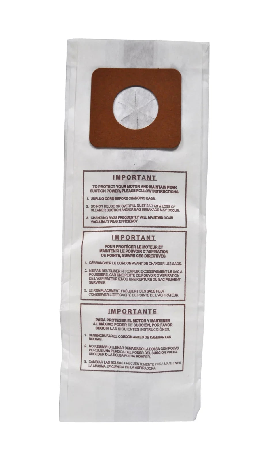 Count U6 Filtration Standard Vacuum Panasonic 291722B 100 U Bags U3 Bulk