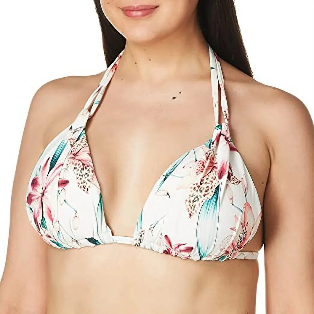 Flyaway Printed Top, 4 La US Blanca CARIBBEAN Bikini WHITE Halter Swim CURRENT