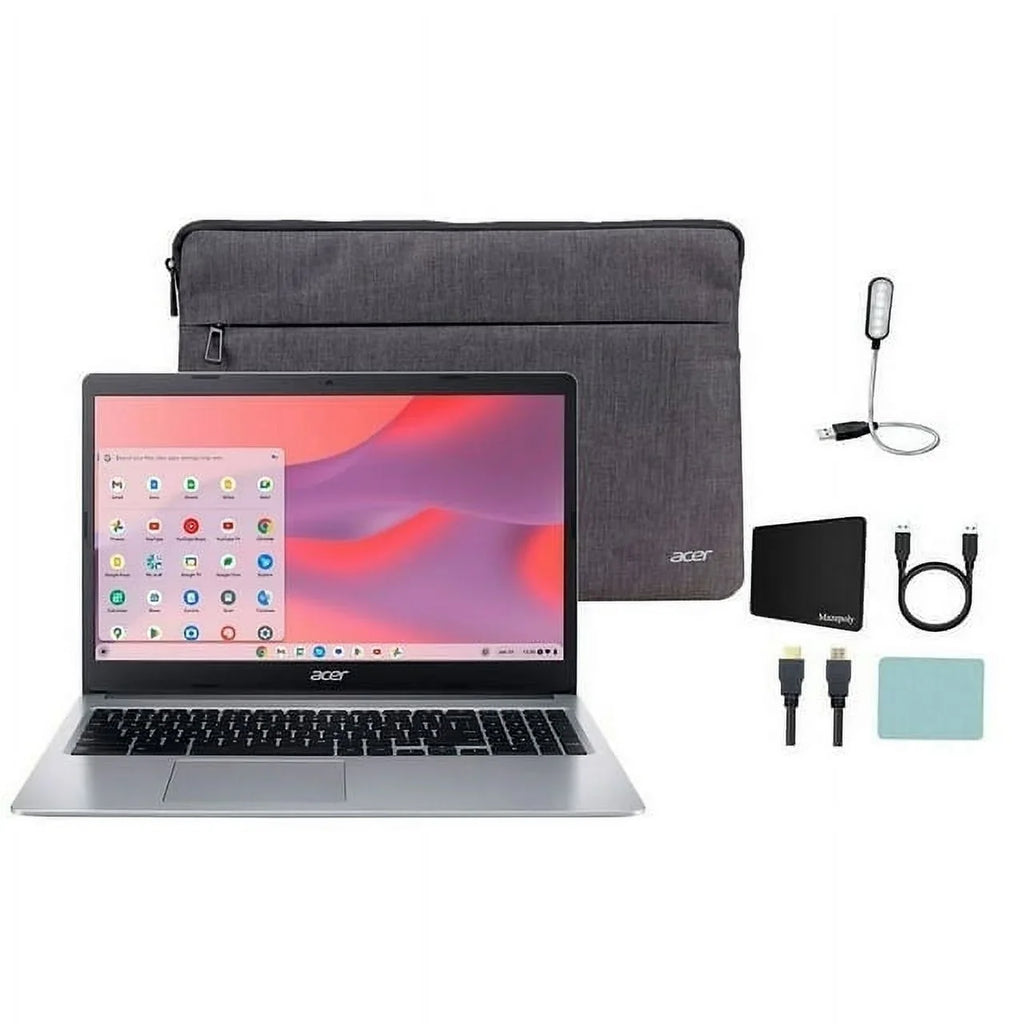 LPDDR4, 15.6" Laptop, Silver + Restored 4GB Chrome 315 Accessories 64GB Display Chromebook OS, Acer N4020, Celeron HD eMMC, Mazepoly