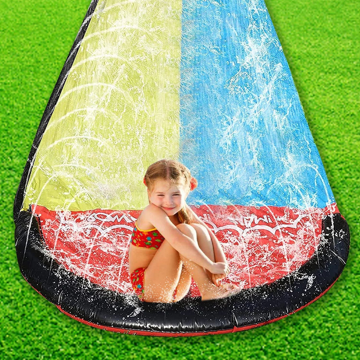 15.5ft for Backyard Game Sancty liquid Race Sprinkler Double Slides Children