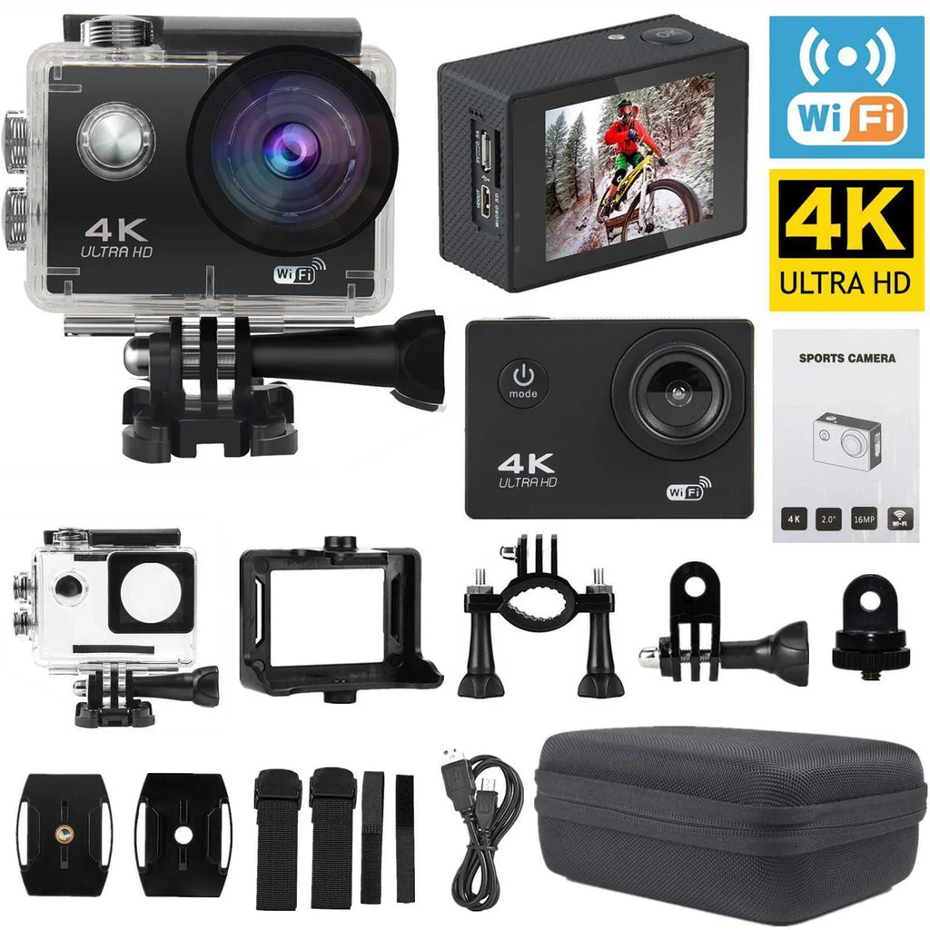 Waterproof, Under Camera HD Camera Included Carry TF 30M Battery, Action Sports 1080P Case Card,