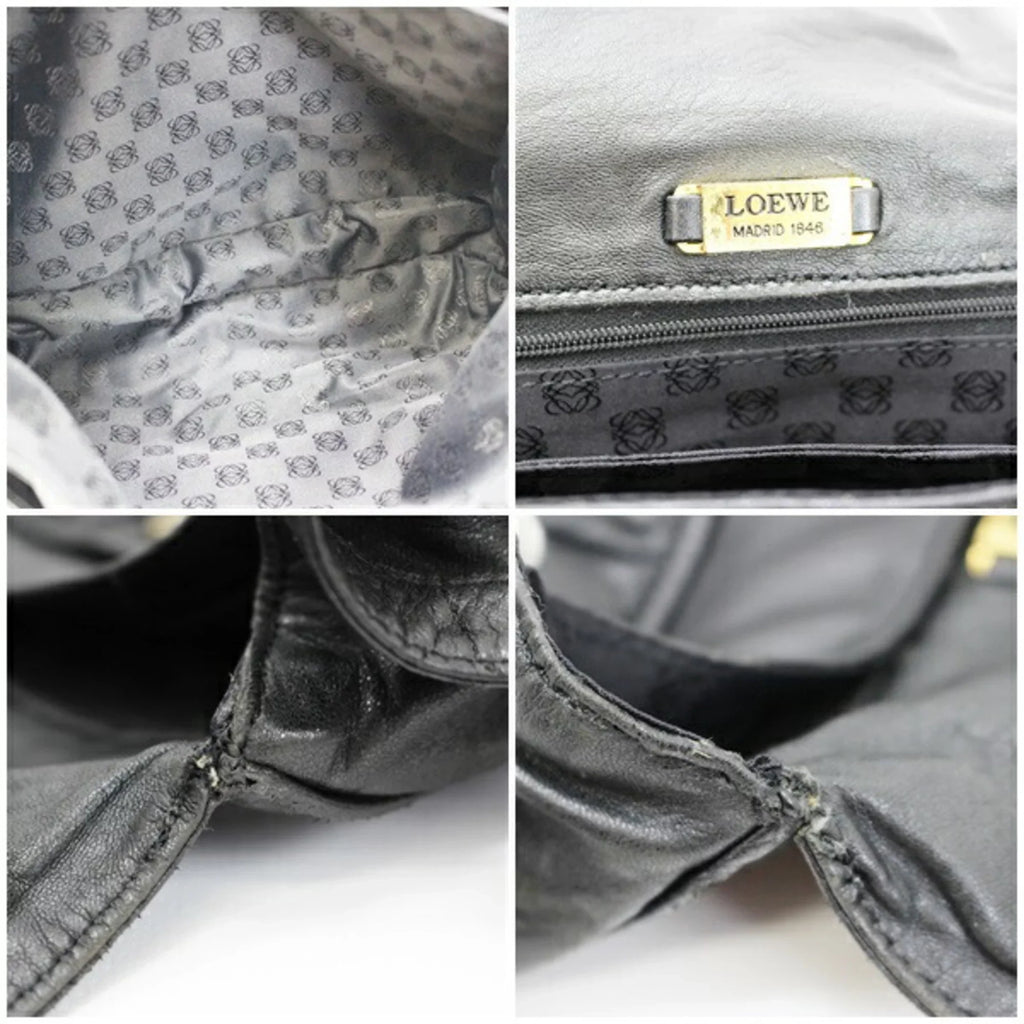 Shoulder Bag Ladies Leather Black Pre-Owned (Good) Anagram Loewe LOEWE