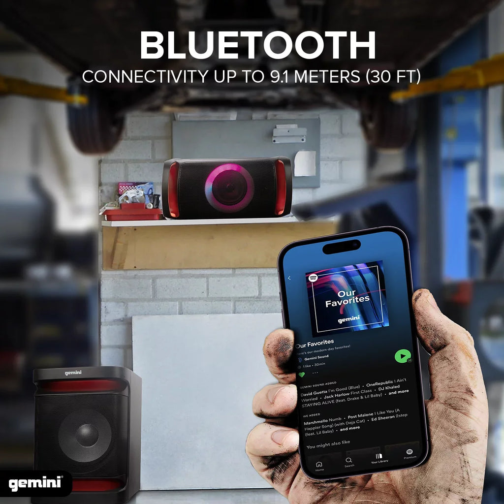 Light 4000W Sound LED Stereo Audio GSYS-4800 & Gemini System Bluetooth Watts with Theater Home Party