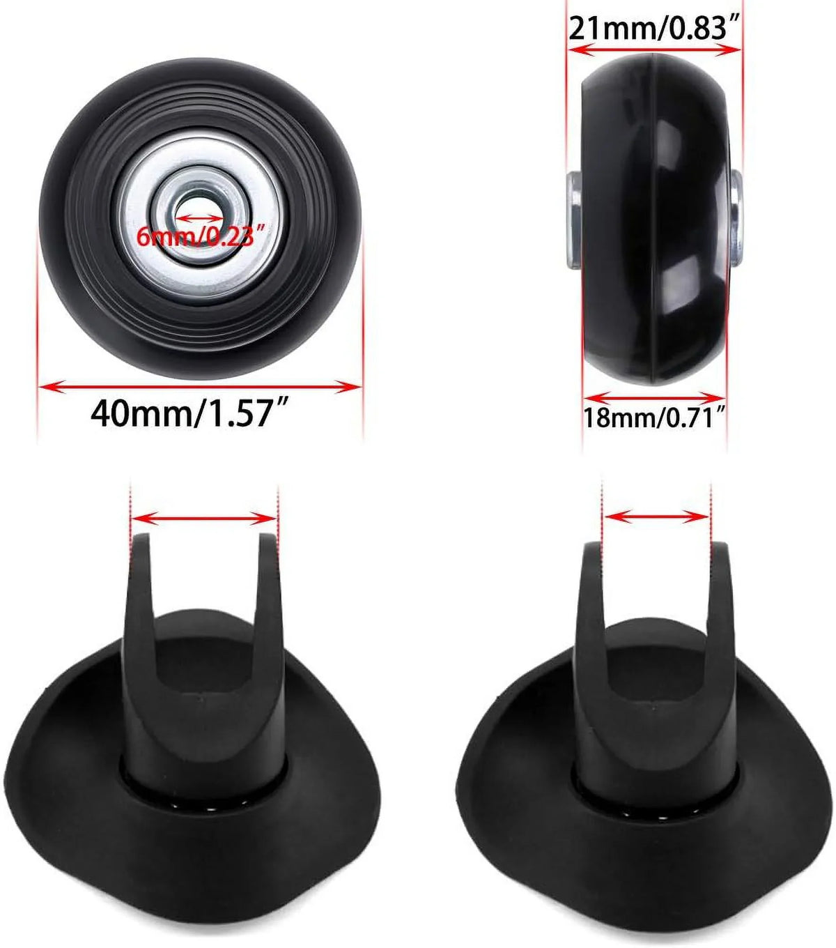 Replacement A OwnMy of Bearings Set Wheels, Swivel Caster Luggage Kits, Repair Wheels 4 Rubber 40mm Suitcase x 18mm