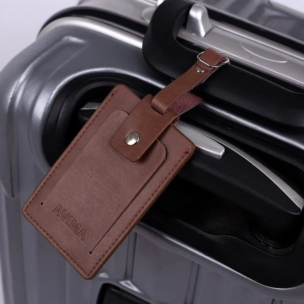 2 Set Bag & Luggage Executive Pieces s With (Brown) Snap Closure Luxury Premium Leather