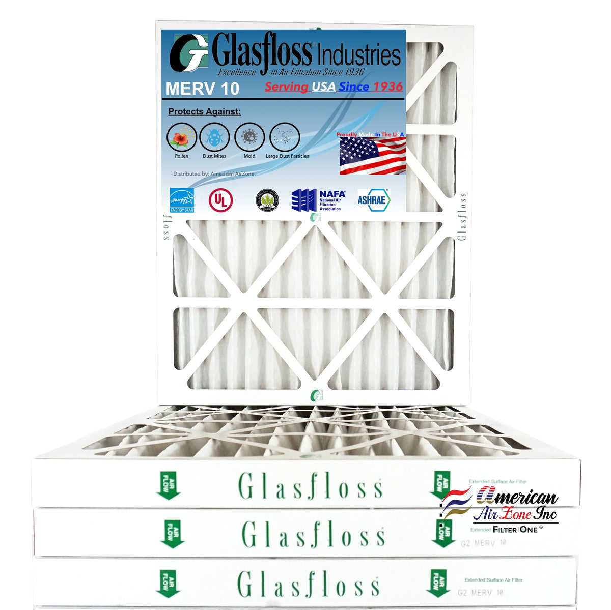 Air Air - or The In AC - Filter - 2" Home 10 Furnace - Pleated or - - 4) HVAC Filter 24x28x2 Filter Office of (Pack Made MERV Air Glasfloss USA.