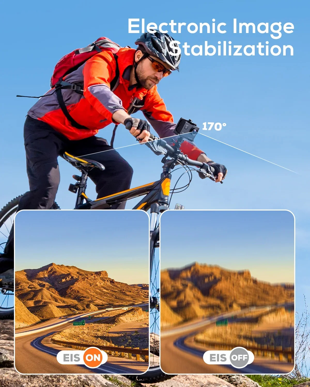 EIS WOLFANG WiFi Underwater Video 170� Cam Camera Action Camera Waterproof Camera Stabilization 20MP Action 40M 4K
