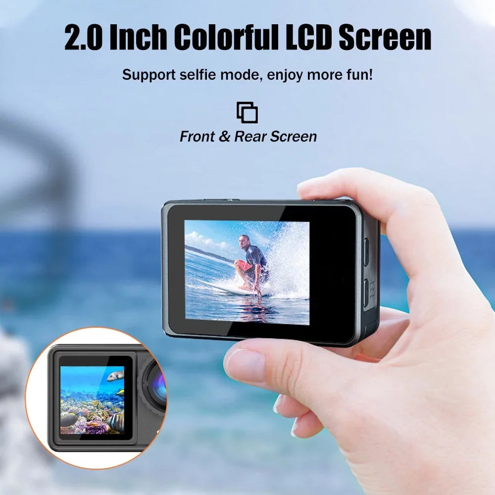 Purple Sport Waterproof WiFi 2.0 with 4K 8 ND4 170° Camcorder Screen for Inch DV Screen CPL Camera Wide Macro 40m 24MP EIS Lens Angle Dual Sports exterior 16