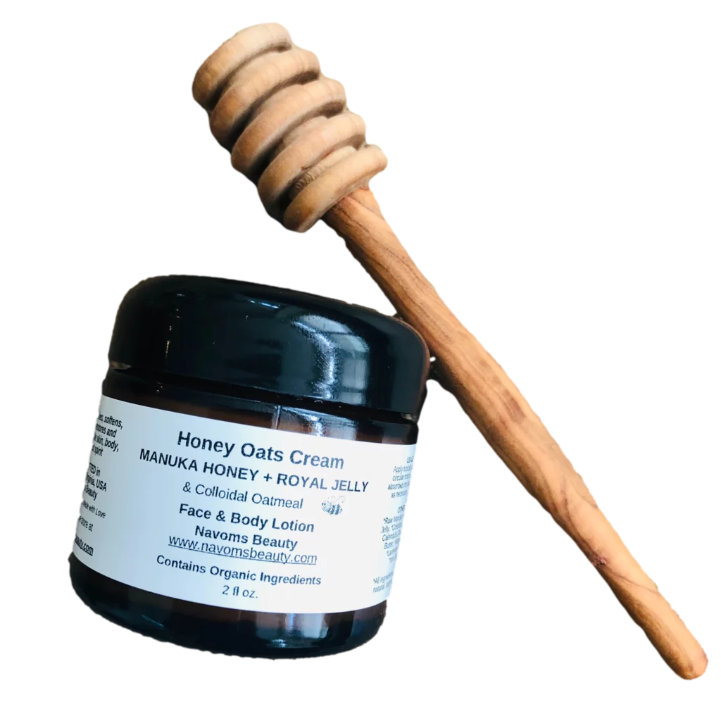 Itch glass Bee Organic Skin Oats Cream (2 Honey, with Jelly Face Cream Moisturizing Oatmeal Royal | Anti Colloidal All & jar) Manuka | & Ages, Types | oz Honey Cream Body | | Cream