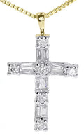 Diamond 14k ct) Gold Round Yellow (0.50 Cross Baguette Mini