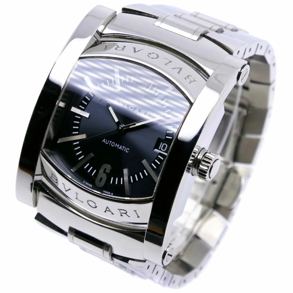 Men's AA48S Silver Stainless Bvlgari Automatic (Good) Dial Steel Ashoma Watch Pre-Owned Navy