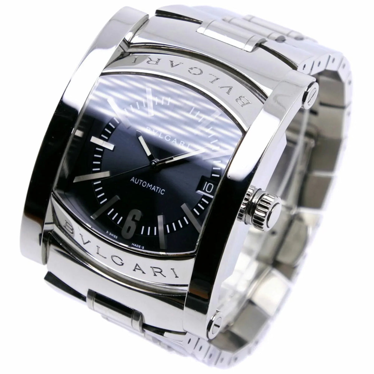 Men's AA48S Silver Stainless Bvlgari Automatic (Good) Dial Steel Ashoma Watch Pre-Owned Navy