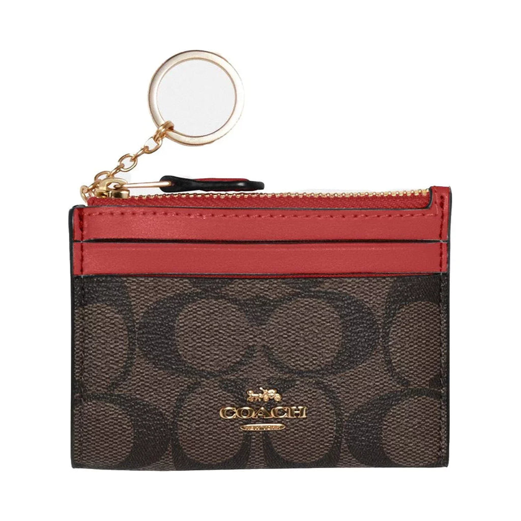Signature Red) (Brown Canvas Case Id / Coach Mini Women's In Skinny Card