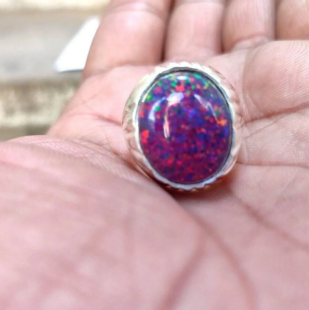 Opal Item Australian Birthstone Natural Welo October Gifted Lover Cabochon Gift Her Fire Certified Ring, Engagement Ring, Opal Ring, for
