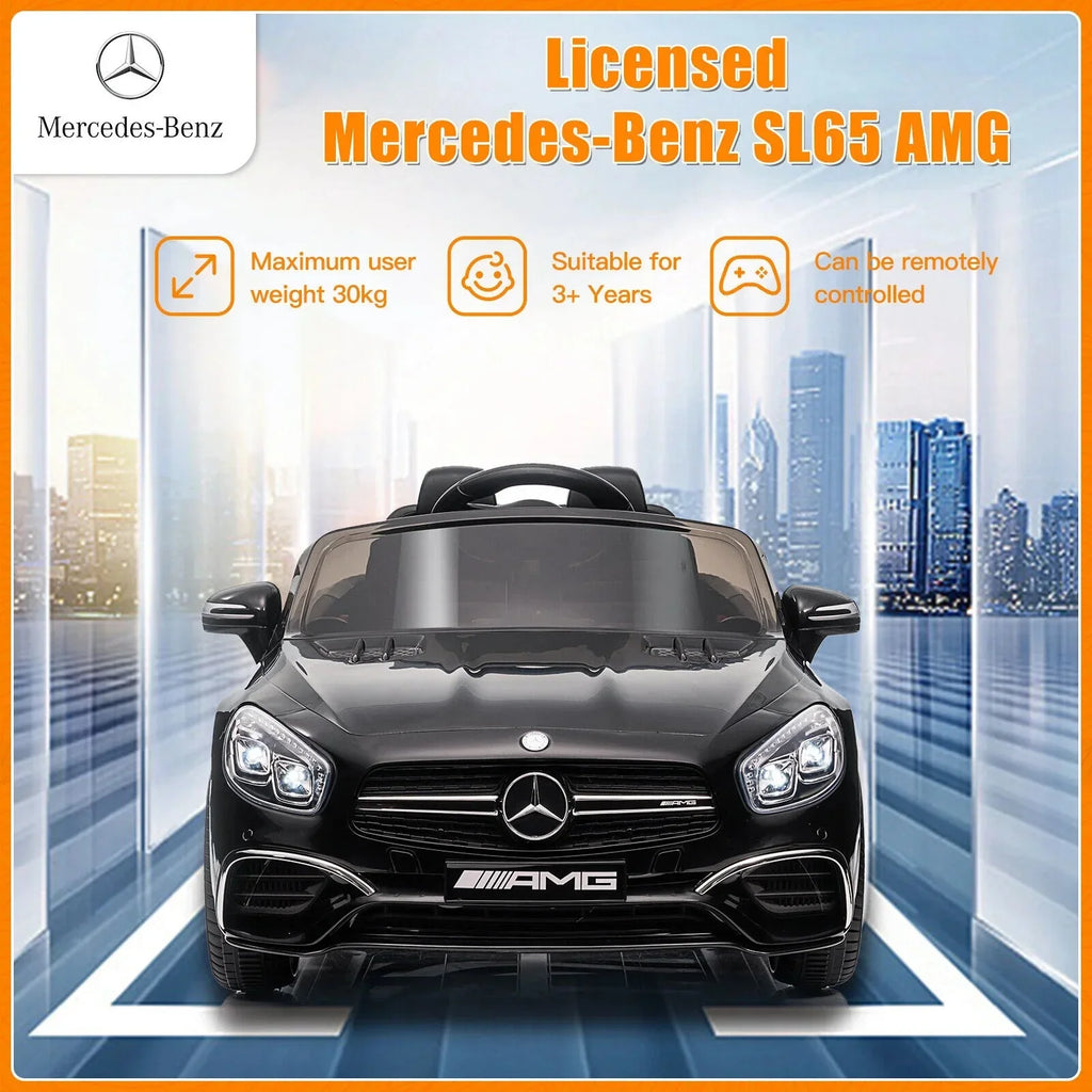Kids - 12V Remote On with Electric SL65 AMG Licensed Ride Officially Car Benz Control