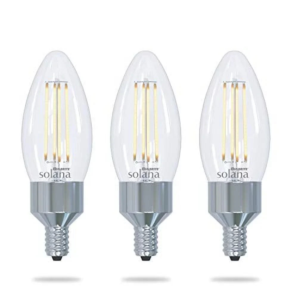 40 WiFi Watt Smart Chandelier Bulb Connected 3-Pack 90CRI LED B11 Equivalent Light Bulbrite Solana