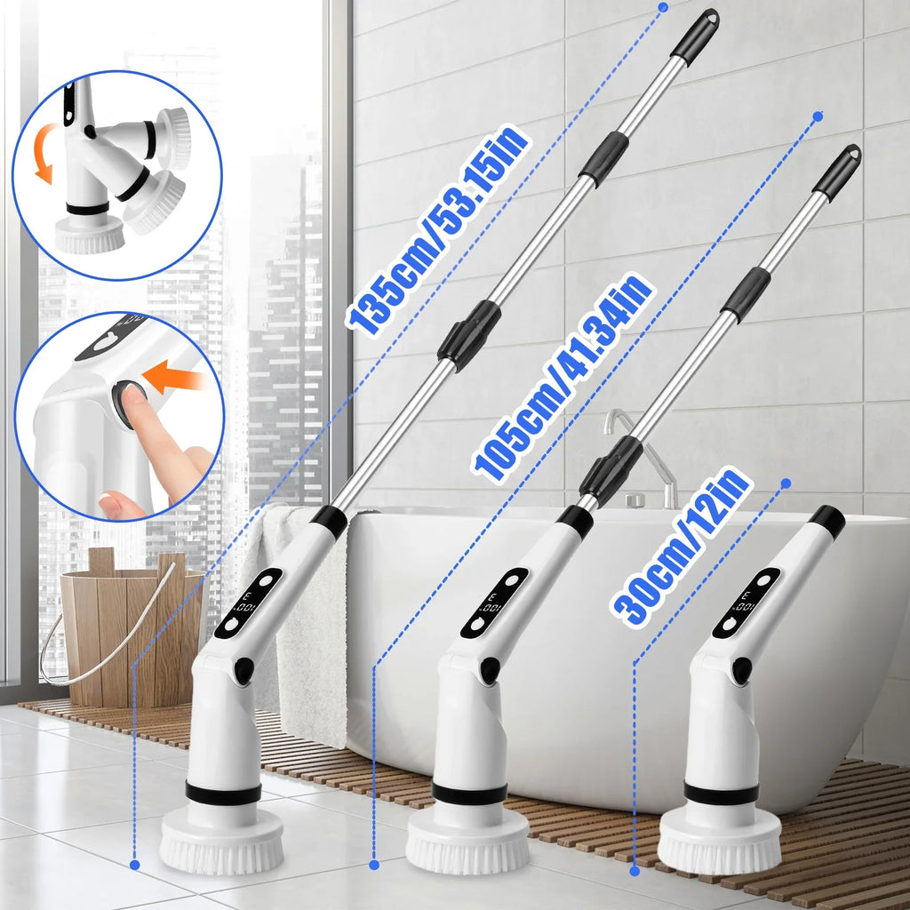 Car Tile Heads,Shower Bathroom Handle Brushes with Long Kitchen Cleaning Cordless WLRETMCI with Spin Brush Brush Household for Scrubber Cleaning Scrubber, Electric Tub Floor 8