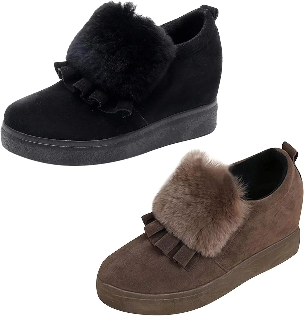 Vintage Womens Embellished Autumn Furball Shoes Boots Boots Ankle Fashion Thicksoled Classic Wedges Winter Cotton