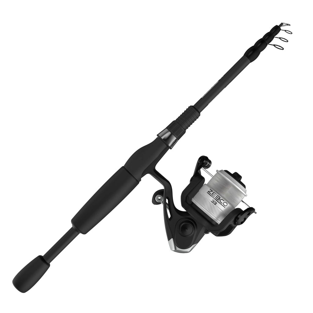 dimension and Spinning Zebco Fishing 33 Reel Silver/Black Rod Rod, 6-Foot 30 Reel, Combo, Telescopic