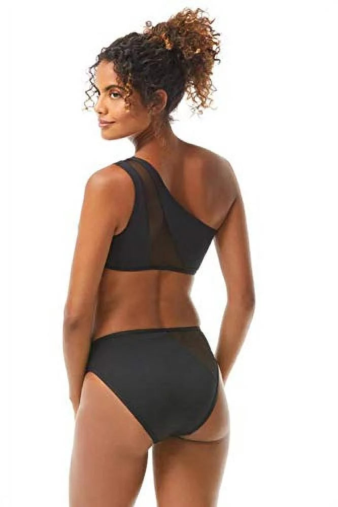 Mesh One CAMUTO Stretch Swimsuit Bikini VINCE XS Lined Top Black Women's Shoulder