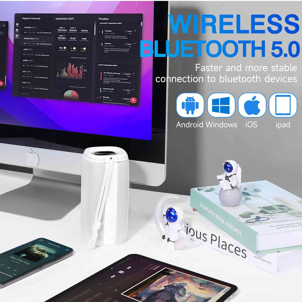 True Portable X808 Surround UrbanX 360° White C5 HD - Speakers Sound BT5.3, Waterproof BLU Pairing, IPX5 Punchy Speaker Speaker, for Bluetooth Max with Wireless Bass,