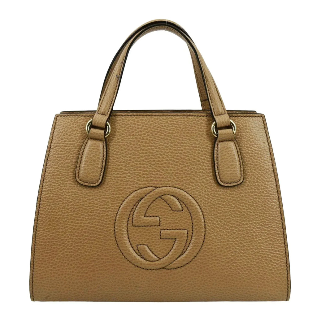 607722 Handle Pre-owned Leather Top Bag Hobo Soho Beige