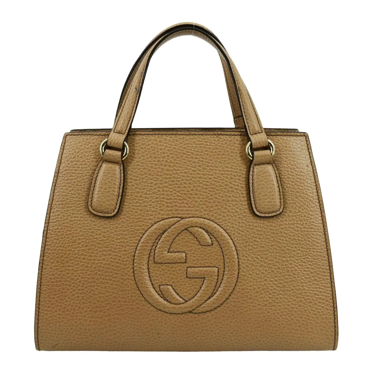 607722 Handle Pre-owned Leather Top Bag Hobo Soho Beige