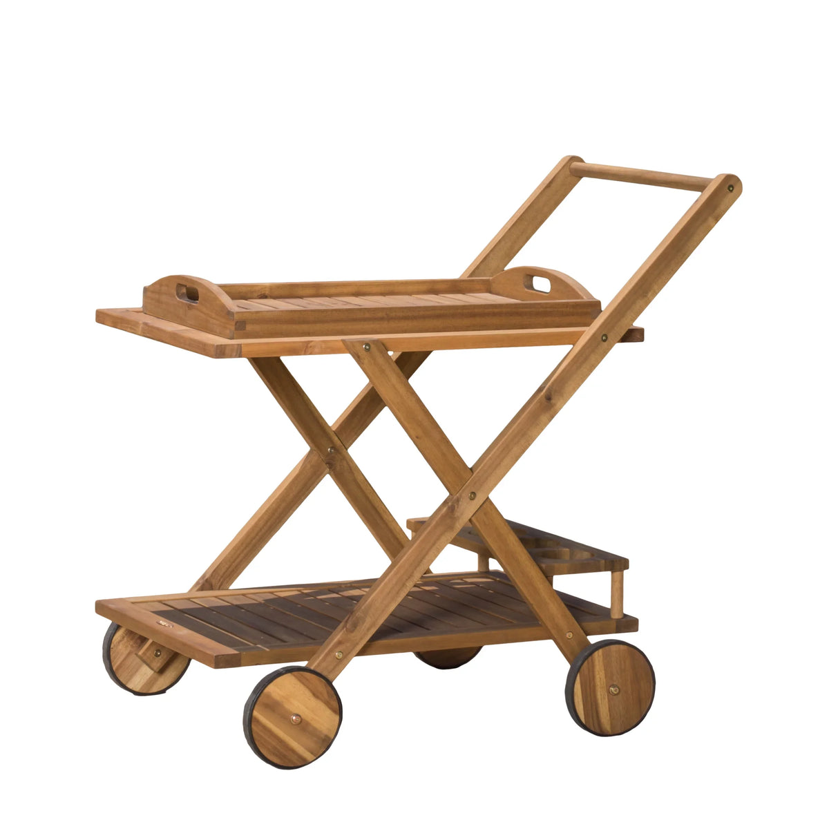 GDF Studio Indoor/exterior Acacia Tiered Bar Natural Kenilworth Wood Cart, 2