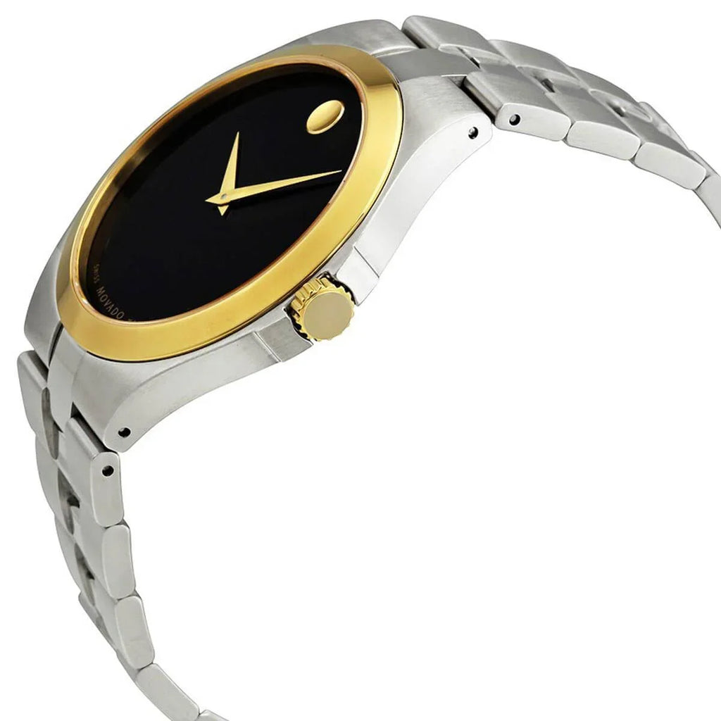 Bezel Gold Dial Ladies Tone Steel 606910 Edition Quartz Watch Black Movado