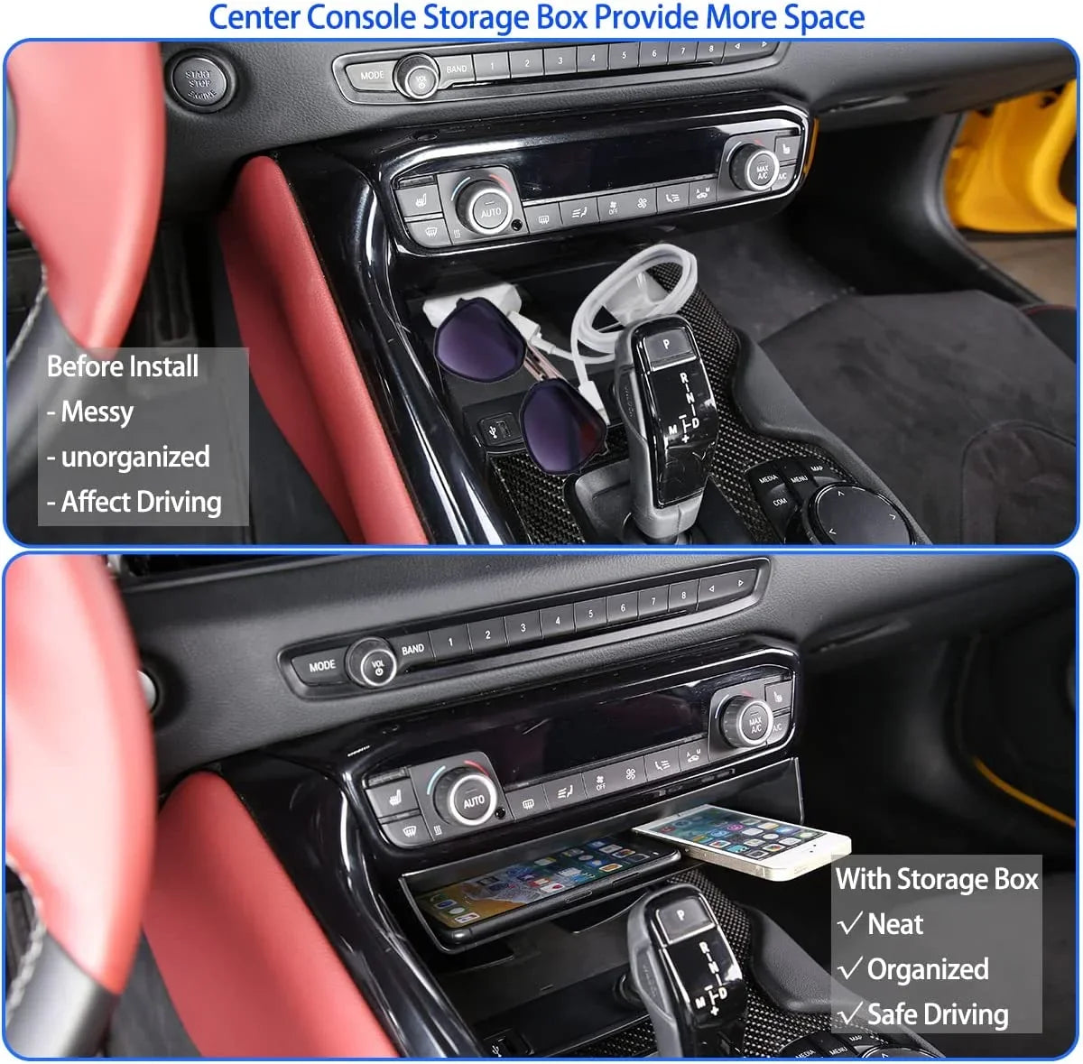 for A91 MK5 Center Suiatable Storage Storage A90 Console 2019-2022 ABS GR TINKI Storage Auto Supra Tray Box, Interior Black 1PCS, Accessories, Organizer, Console
