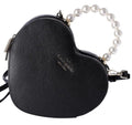 Love KF516 Kate Leather Shack Spade Heart Pearl Purse Black Crossbody